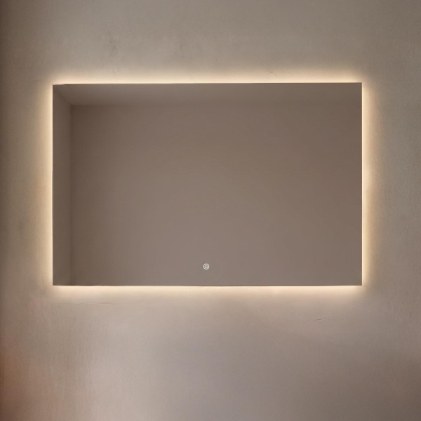 Grand miroir mural de salle de bain lumineux avec éclairage LED 120 x 80 cm