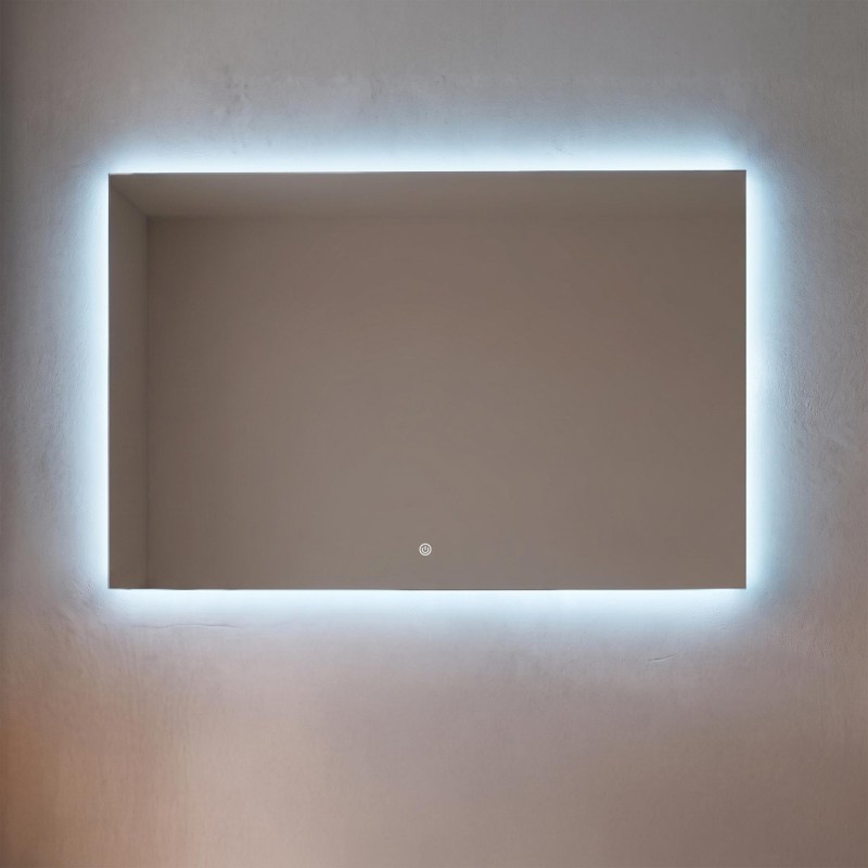 Grand miroir mural de salle de bain lumineux avec éclairage LED 120 x 80 cm