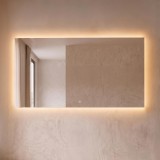 Grand miroir mural de salle de bain lumineux avec éclairage LED 150 x 80 cm