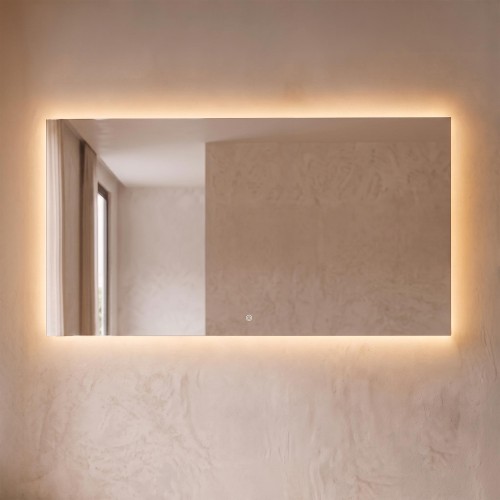 Grand miroir mural de salle de bain lumineux avec éclairage LED 150 x 80 cm