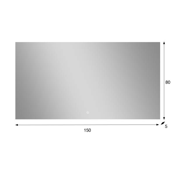 Grand miroir mural de salle de bain lumineux avec éclairage LED 150 x 80 cm