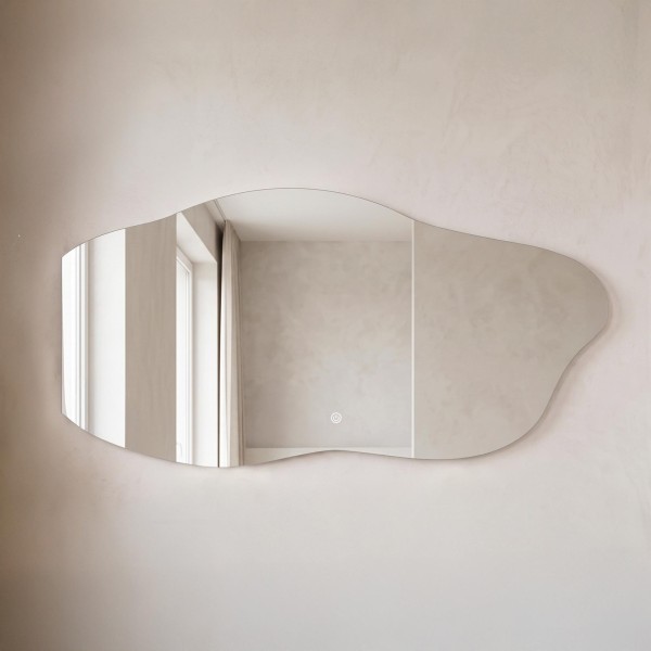 Miroir mural organique de salle de bain lumineux avec éclairage LED 120 x 60 cm