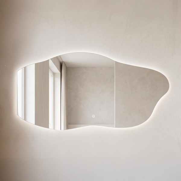 Miroir mural organique de salle de bain lumineux avec éclairage LED 120 x 60 cm