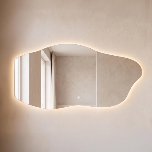 Miroir mural organique de salle de bain lumineux avec éclairage LED 120 x 60 cm
