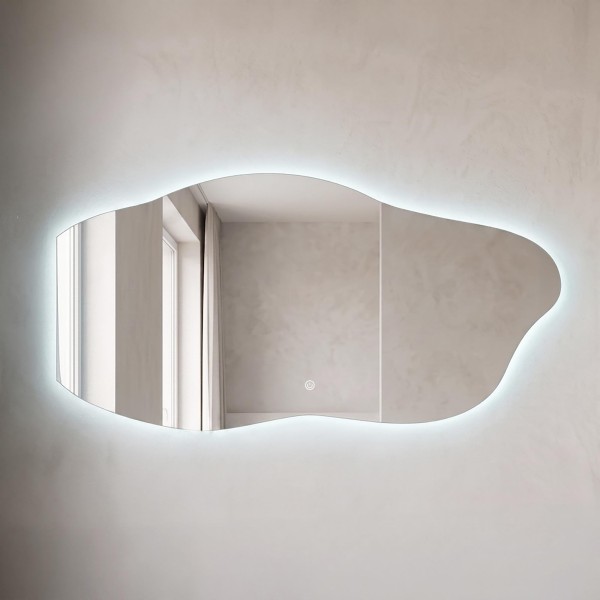 Miroir mural organique de salle de bain lumineux avec éclairage LED 120 x 60 cm