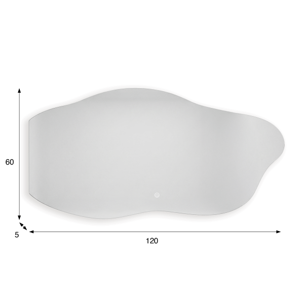 Miroir mural organique de salle de bain lumineux avec éclairage LED 120 x 60 cm