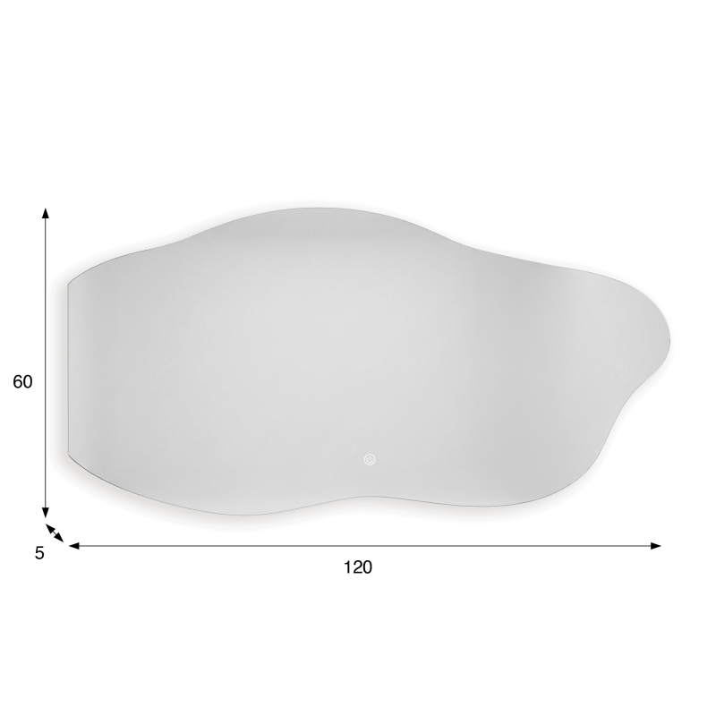 Miroir mural organique de salle de bain lumineux avec éclairage LED 120 x 60 cm