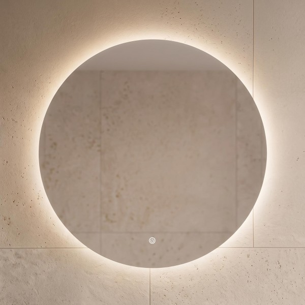 Grand miroir mural rond de salle de bain lumineux avec éclairage LED 80 cm