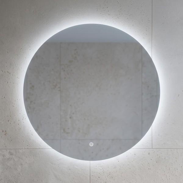 Grand miroir mural rond de salle de bain lumineux avec éclairage LED 80 cm