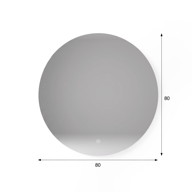 Grand miroir mural rond de salle de bain lumineux avec éclairage LED 80 cm