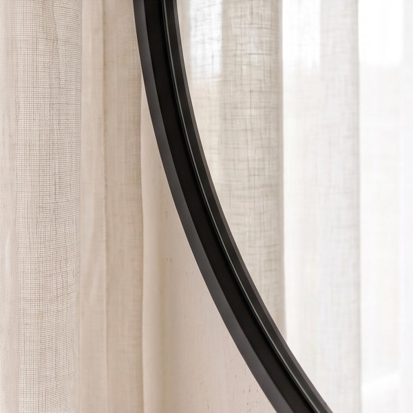 Grand miroir mural rond de salle de bain avec cadre en métal noir 80 cm