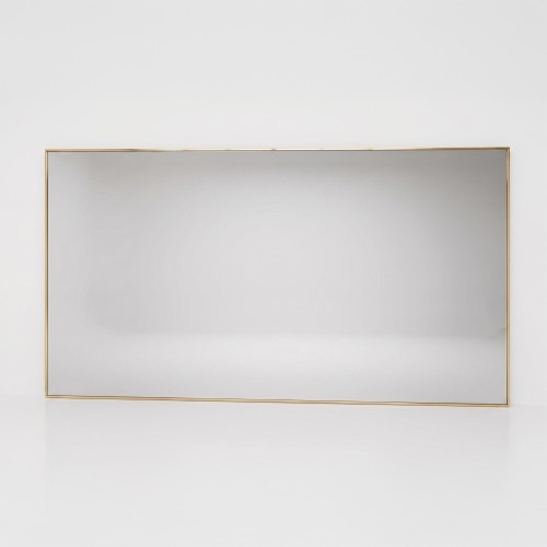 Grand miroir mural rectangulaire de salle de bain avec cadre en métal doré 120 x 75 cm