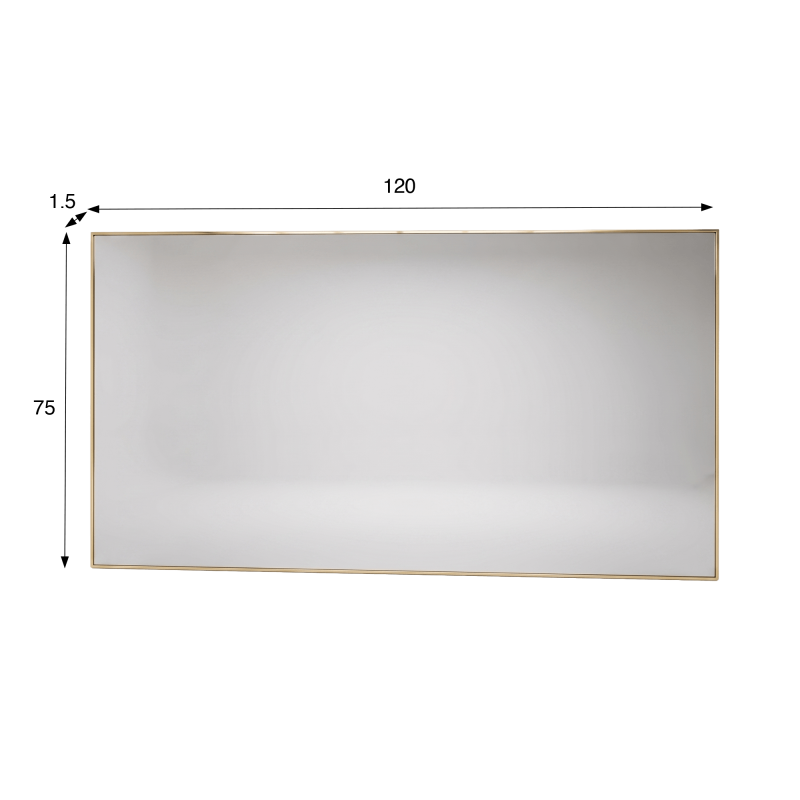 Grand miroir mural rectangulaire de salle de bain avec cadre en métal doré 120 x 75 cm