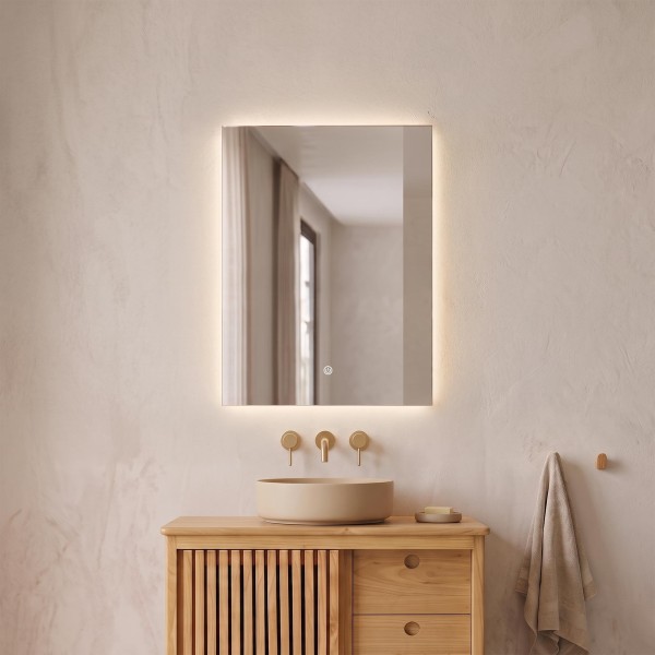 Miroir mural de salle de bain lumineux avec éclairage LED 60 x 80 cm