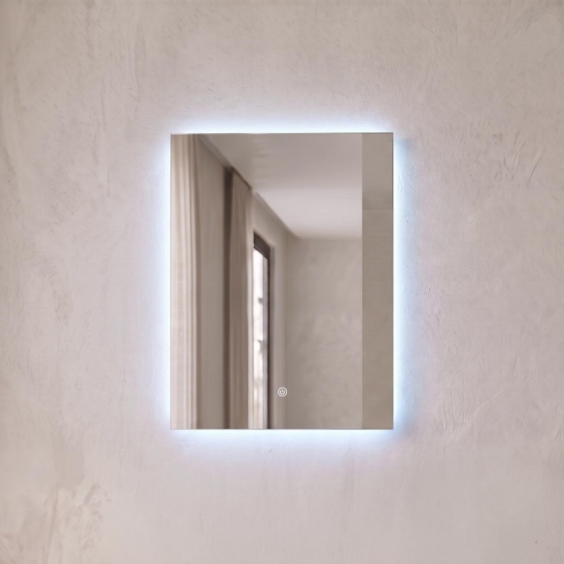 Miroir mural de salle de bain lumineux avec éclairage LED 60 x 80 cm