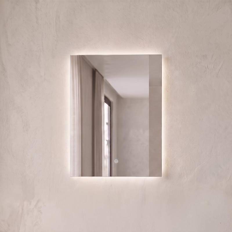 Miroir mural de salle de bain lumineux avec éclairage LED 60 x 80 cm