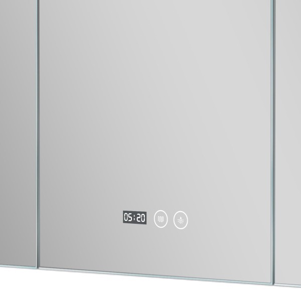 Armoire murale de salle de bain avec miroir triptique et éclairage LED 120 x 75 cm