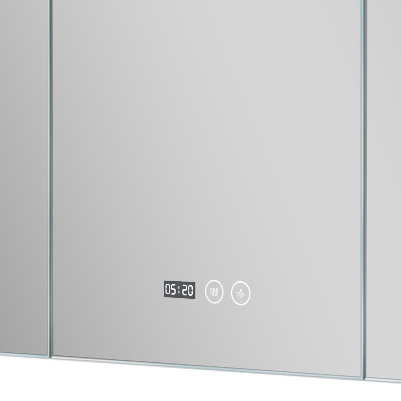Armoire murale de salle de bain avec miroir triptique et éclairage LED 120 x 75 cm