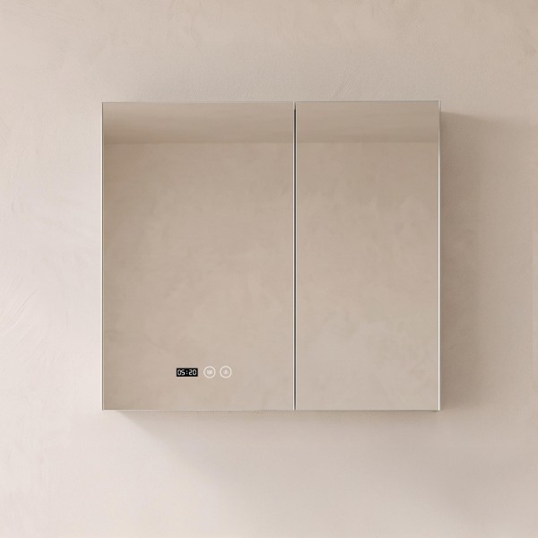 Armoire murale de salle de bain avec miroir et éclairage LED 80 x 75 cm