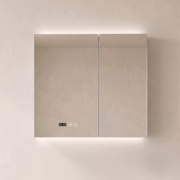 Armoire murale de salle de bain avec miroir et éclairage LED 80 x 75 cm