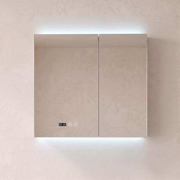 Armoire murale de salle de bain avec miroir et éclairage LED 80 x 75 cm