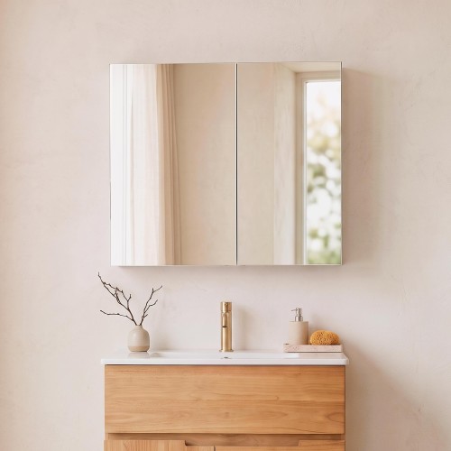 Armoire murale de salle de bain avec miroir 80 x 75 cm
