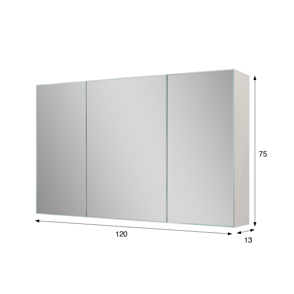 Armoire murale de salle de bain avec miroir triptyque 120 x 75 cm