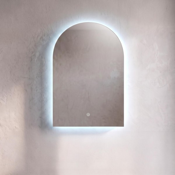 Armoire murale de salle de bain avec miroir en arche et éclairage LED 60 x 90 cm