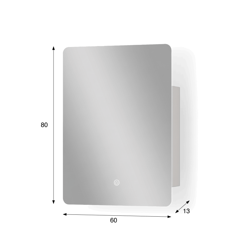 Armoire murale de salle de bain avec miroir rectangulaire et éclairage LED 60 x 80 cm