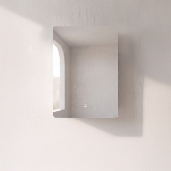 Armoire murale de salle de bain avec miroir rectangulaire et éclairage LED 60 x 80 cm