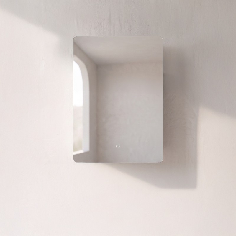 Armoire murale de salle de bain avec miroir rectangulaire et éclairage LED 60 x 80 cm