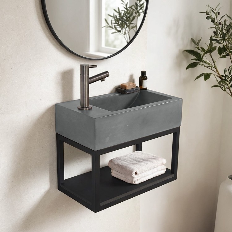 Lave-mains avec porte-serviette et vasque en béton - Core