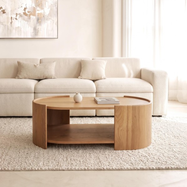 Table basse design en bois massif de chêne - Lago