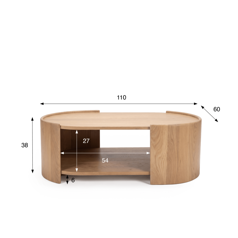 Table basse design en bois massif de chêne - Lago