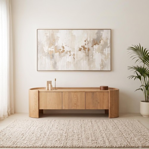 Meuble TV en bois de chêne massif 165 cm - Lago