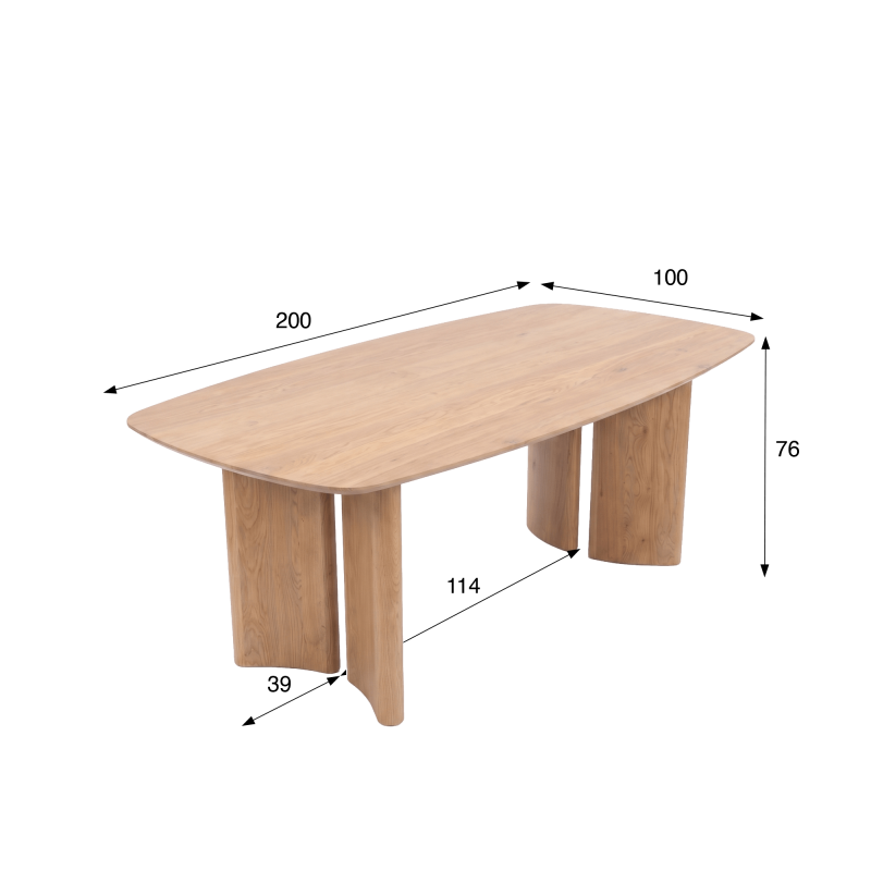 Table pour salle à manger en bois de chêne massif 200 cm - Lago