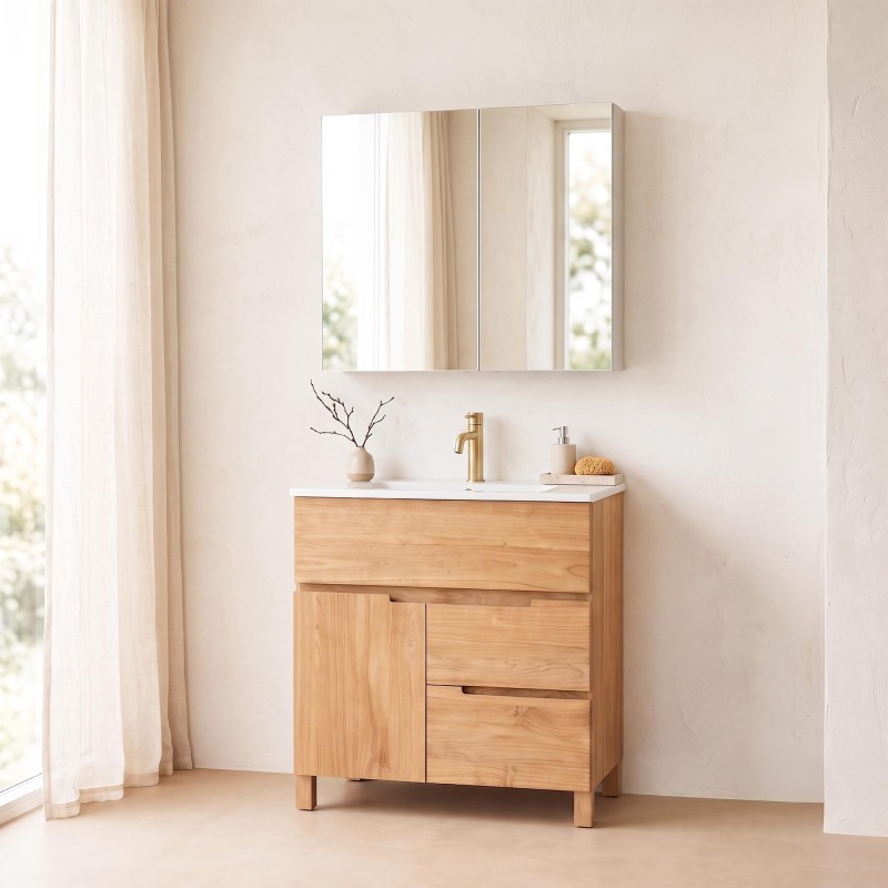 Armoire murale de salle de bain avec miroir 80 x 75 cm