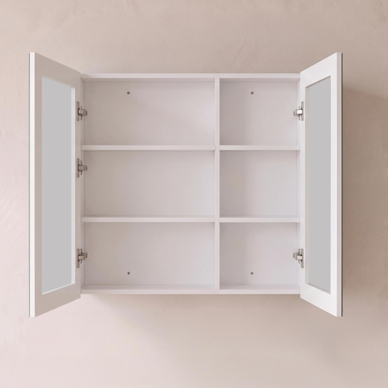 Armoire murale de salle de bain avec miroir et éclairage LED 80 x 75 cm