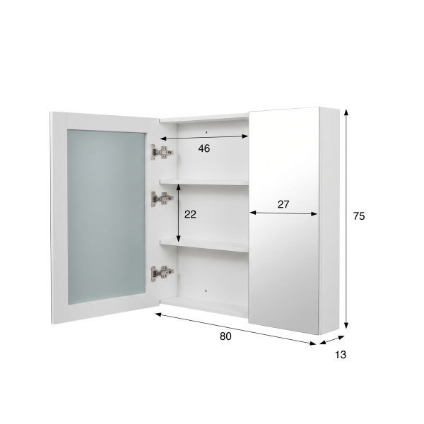 Armoire murale de salle de bain avec miroir et éclairage LED 80 x 75 cm