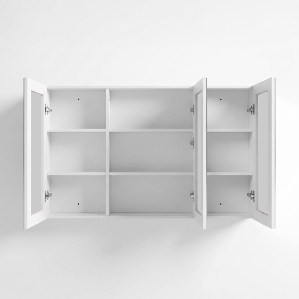 Armoire murale de salle de bain avec miroir triptyque et éclairage LED 120 x 75 cm
