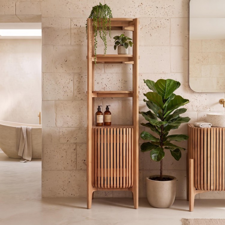 Colonne de salle de bain en bois massif de teck - Avani