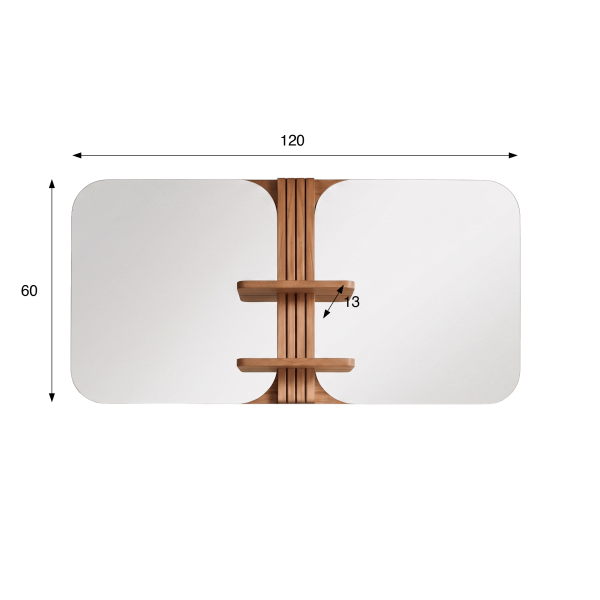 Miroir mural de salle de bain en bois de teck - Avani