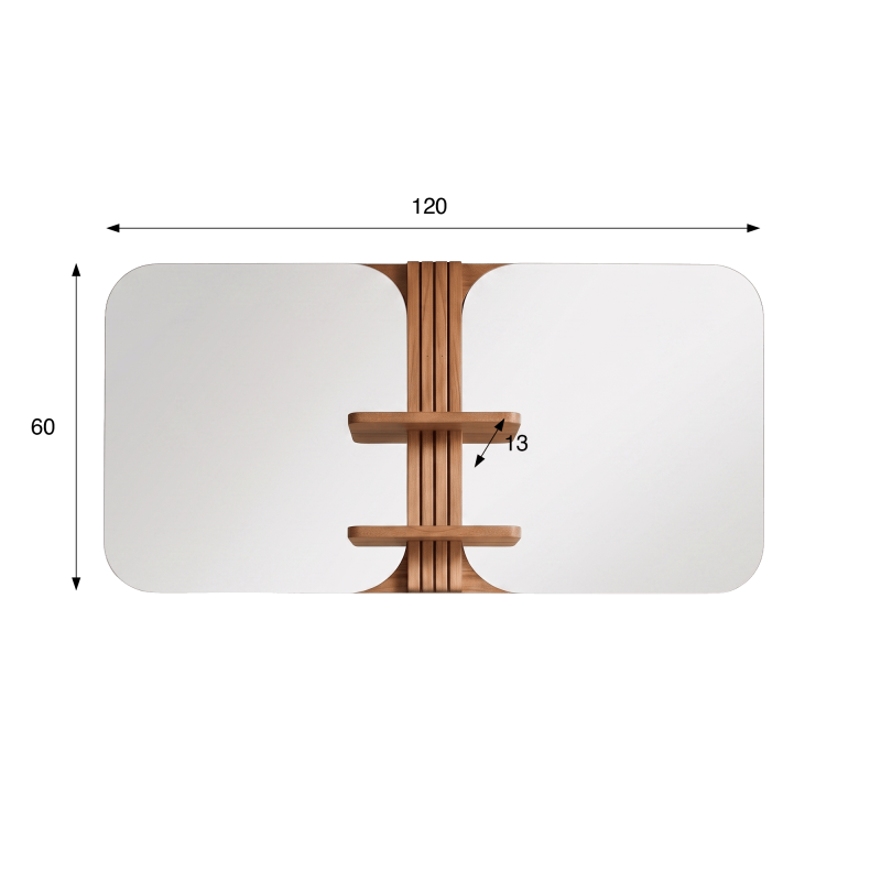 Miroir mural de salle de bain en bois de teck - Avani