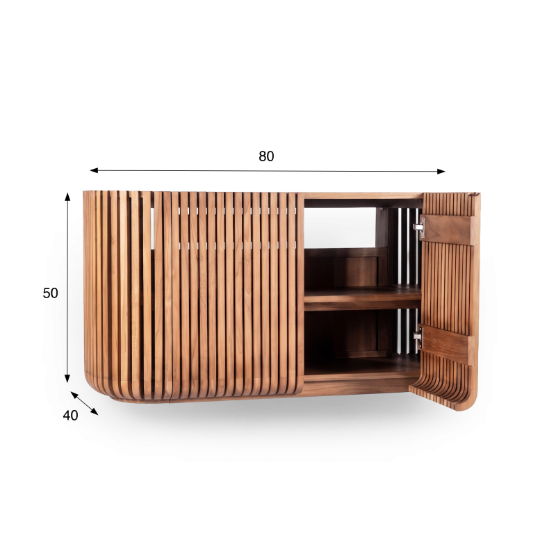 Meuble sous vasque à suspendre en bois massif de teck - Avani