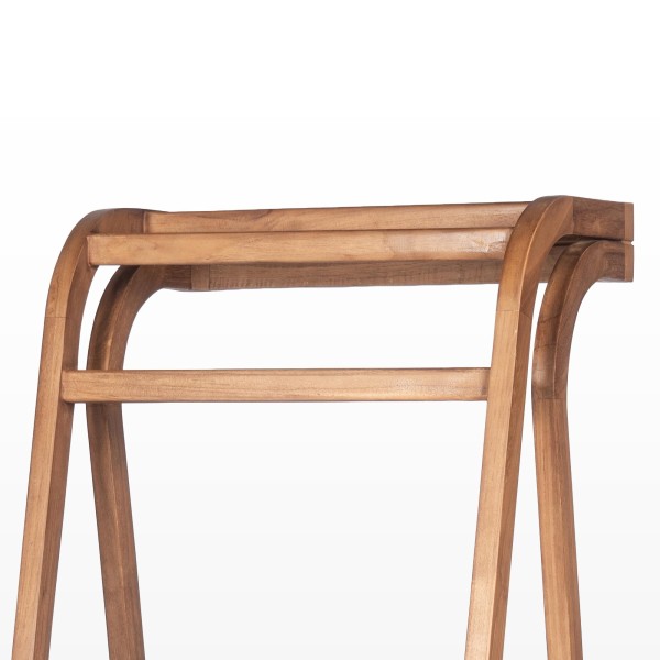 Porte serviettes de salle de bain sur pied en bois massif de teck - Avani