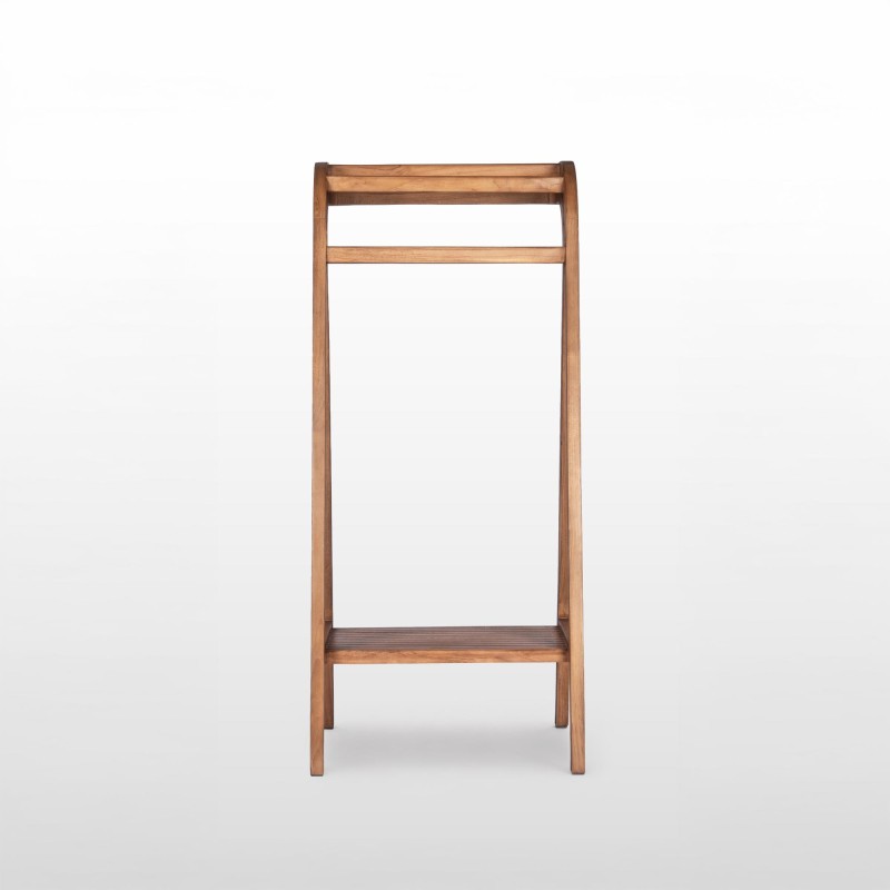 Porte serviettes de salle de bain sur pied en bois massif de teck - Avani