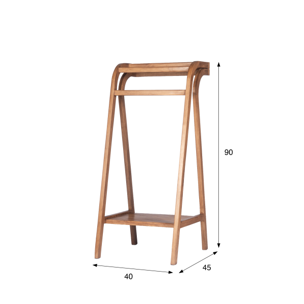Porte serviettes de salle de bain sur pied en bois massif de teck - Avani