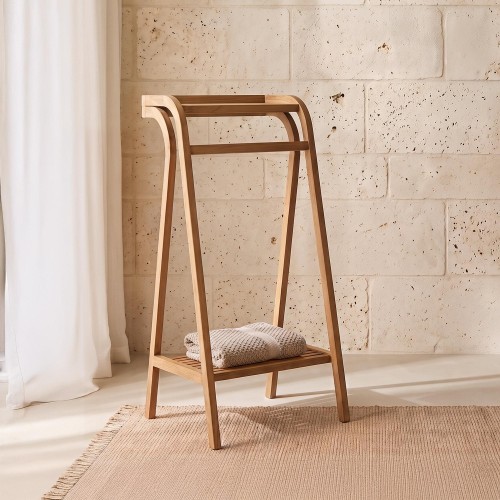 Porte serviettes de salle de bain sur pied en bois massif de teck - Avani