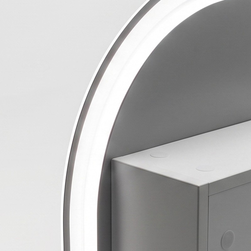 Armoire murale de salle de bain avec miroir ovale et éclairage LED 50 x 90 cm