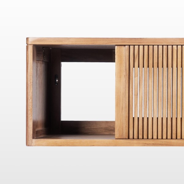 Meuble de salle de bain suspendu en bois massif de teck 100 cm - Rhea